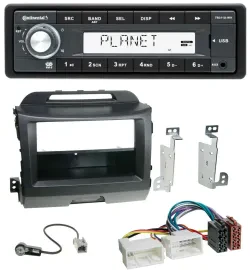 Continental USB MP3 AUX 1DIN Autoradio für Kia Sportage 3 SL 10-15 schwarz