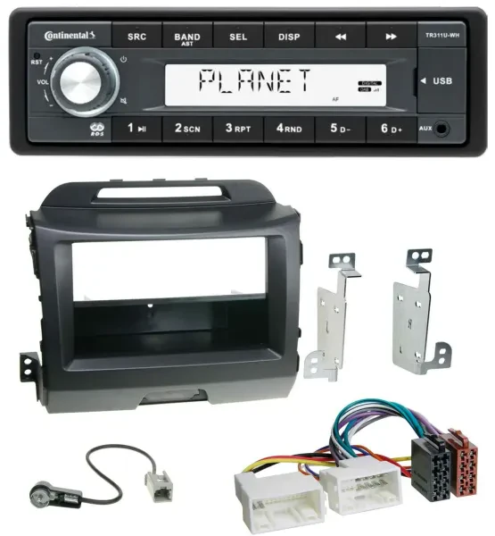 Continental USB MP3 AUX 1DIN Autoradio für Kia Sportage 3 SL 10-15 schwarz