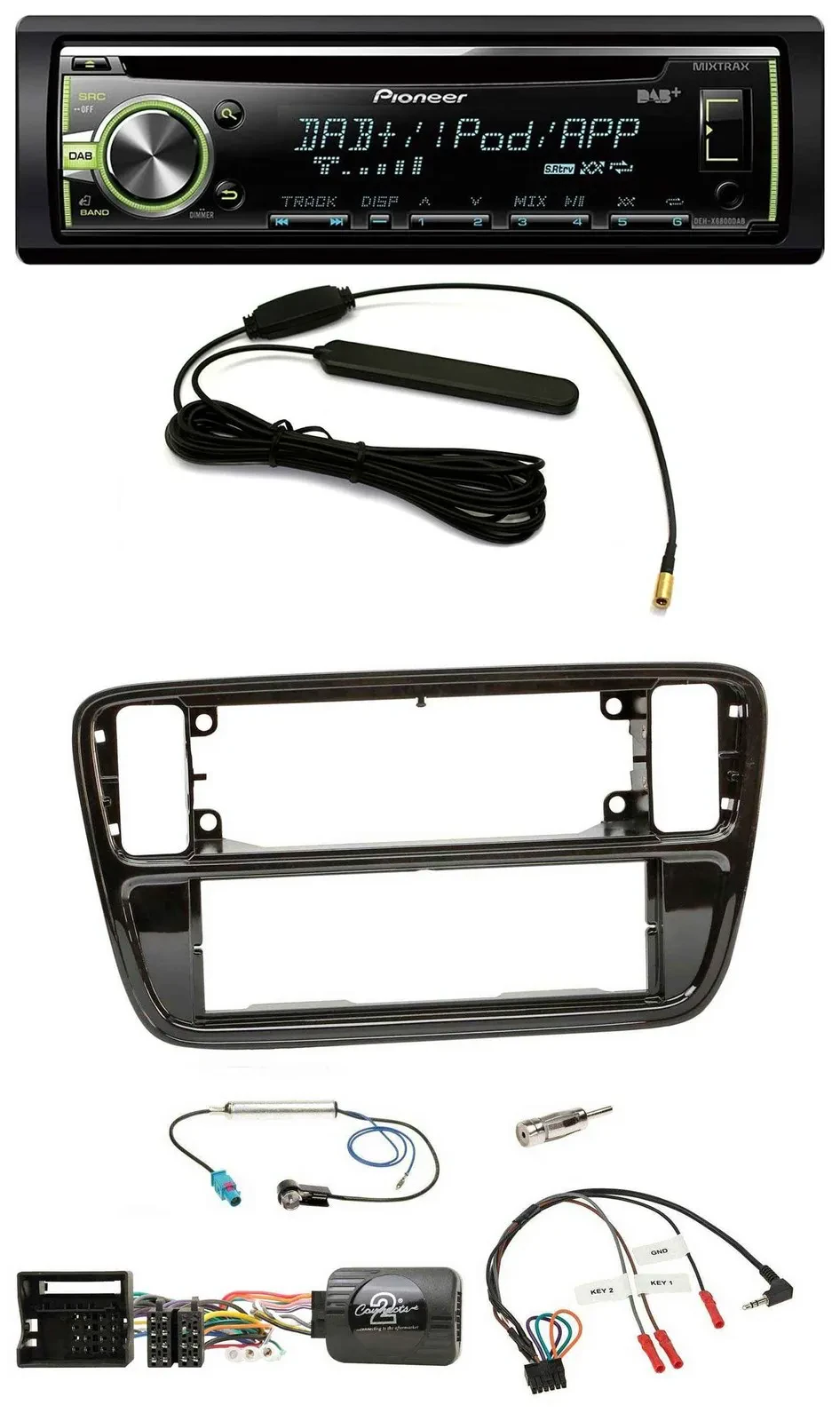 Pioneer MP3 USB CD DAB Lenkrad Autoradio für VW Up AA AAN 11-16 Klavierlack
