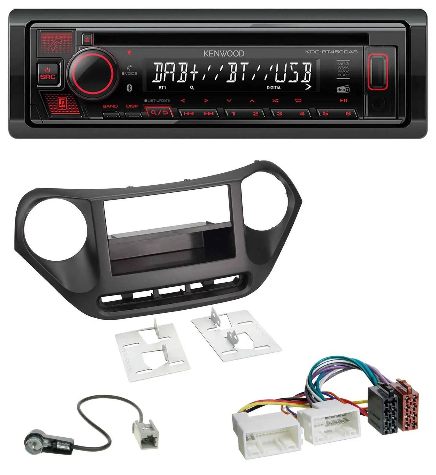 Kenwood MP3 CD USB Bluetooth DAB Autoradio für Hyundai i10 (ab 2013)