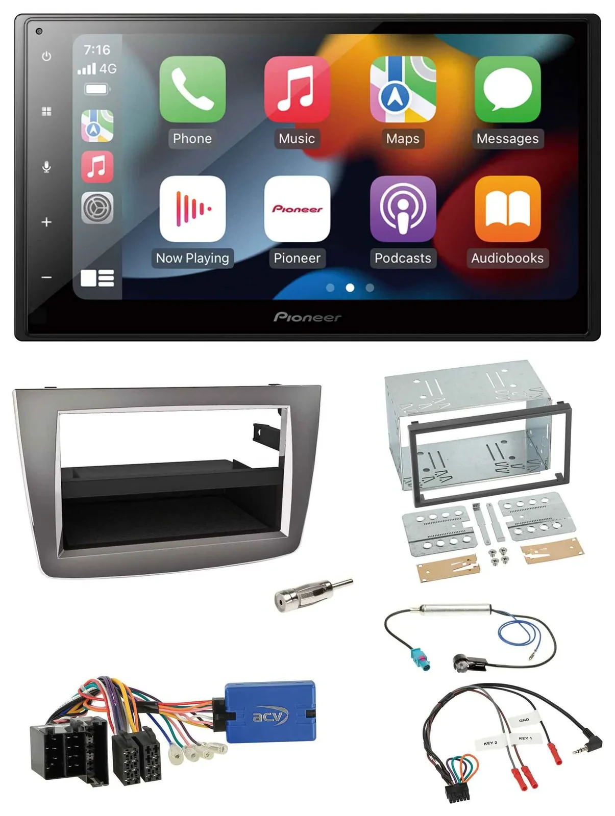 Автомагнитола для Alfa Romeo MiTo 2013–2018 (955) Pioneer DAB, Bluetooth, 2 DIN, USB, поддержка кнопок на руле