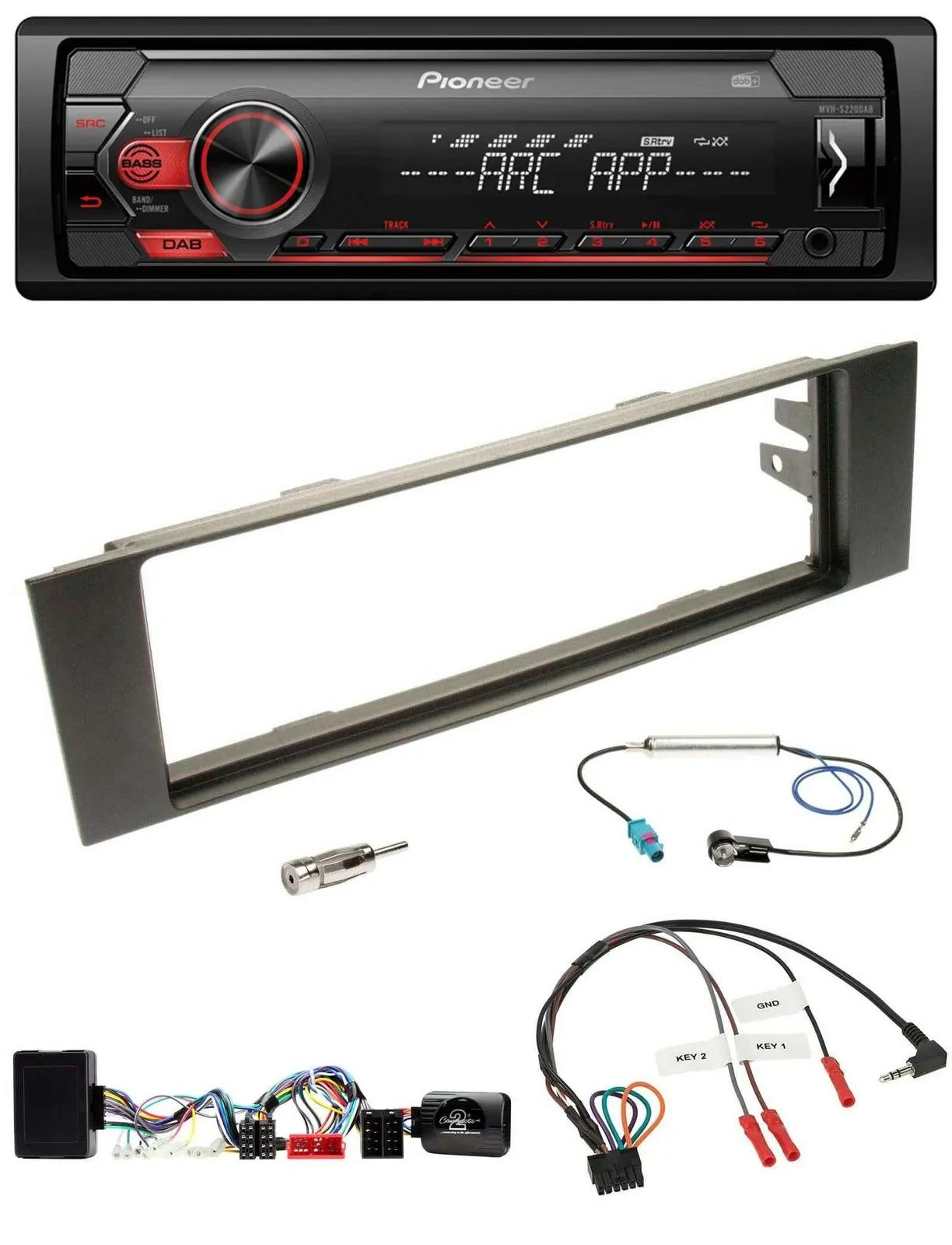 Автомагнитола Pioneer DAB 1DIN USB MP3 для Audi A3 (2003–2006) с поддержкой управления на руле