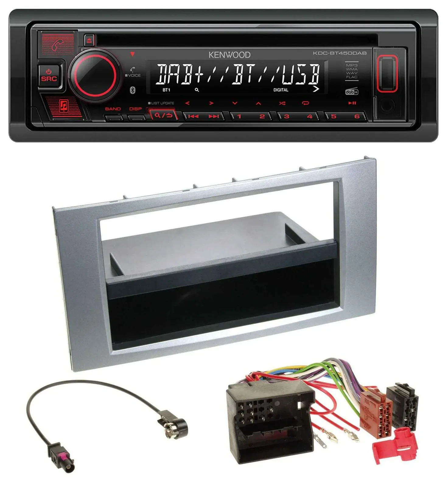 Kenwood MP3 CD USB Bluetooth DAB Autoradio für Ford Fiesta Focus 2004-2008 silbe