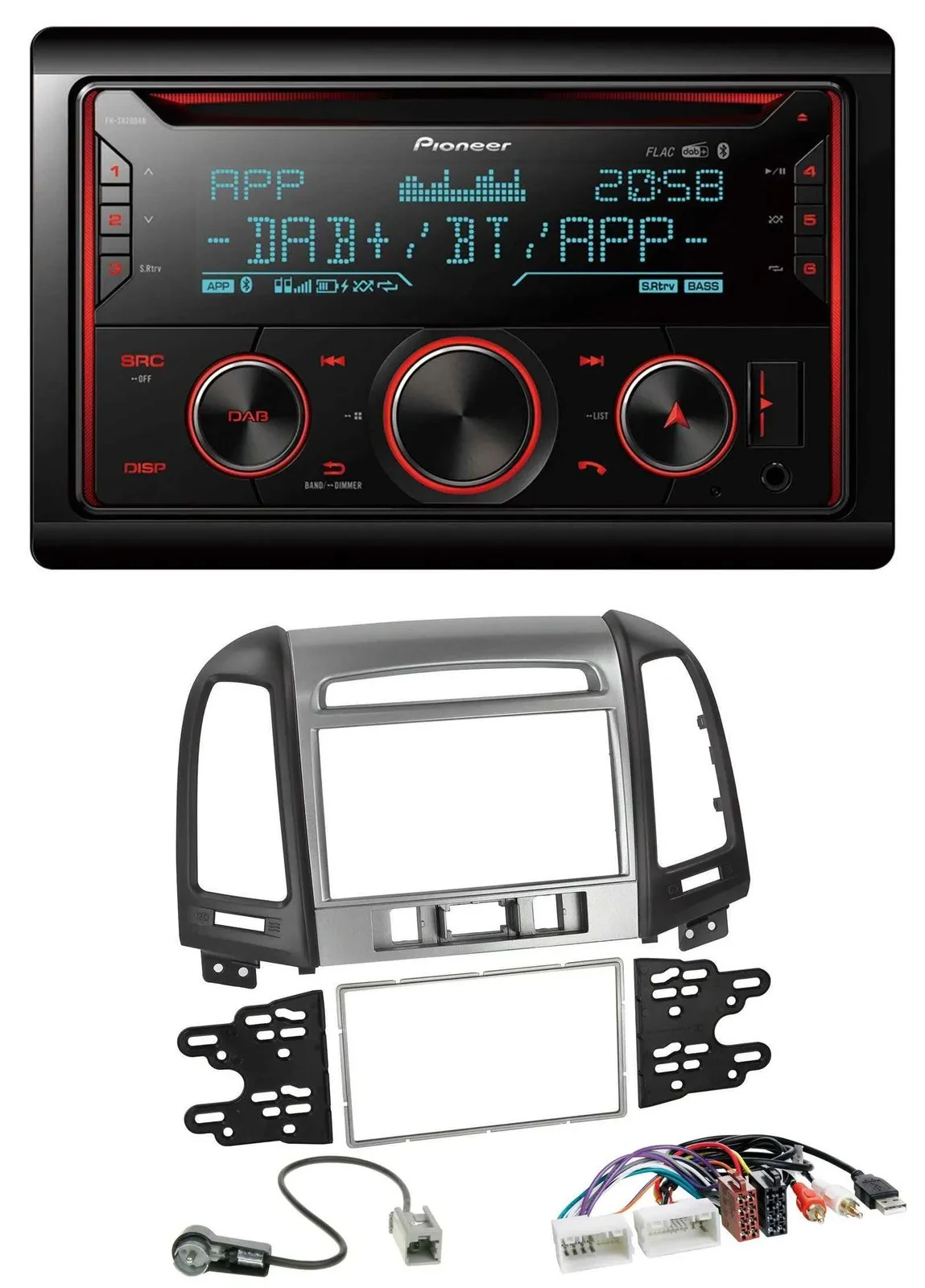 Pioneer 2DIN DAB MP3 Bluetooth USB CD Autoradio für Hyundai Santa Fe USB AUX 3 S