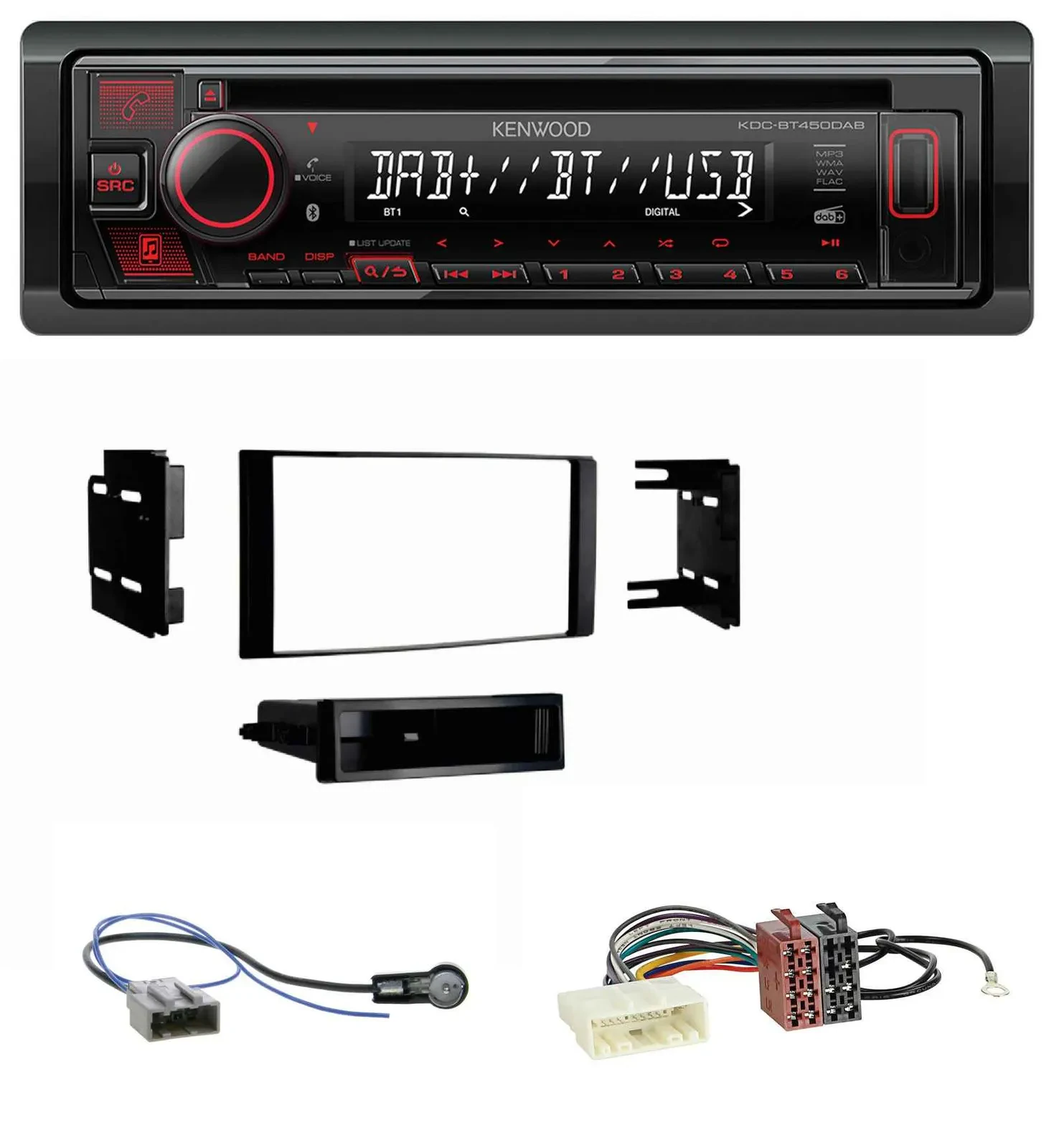 Kenwood MP3 CD USB Bluetooth DAB Autoradio für Nissan Micra 2013-2017 schwarz ma