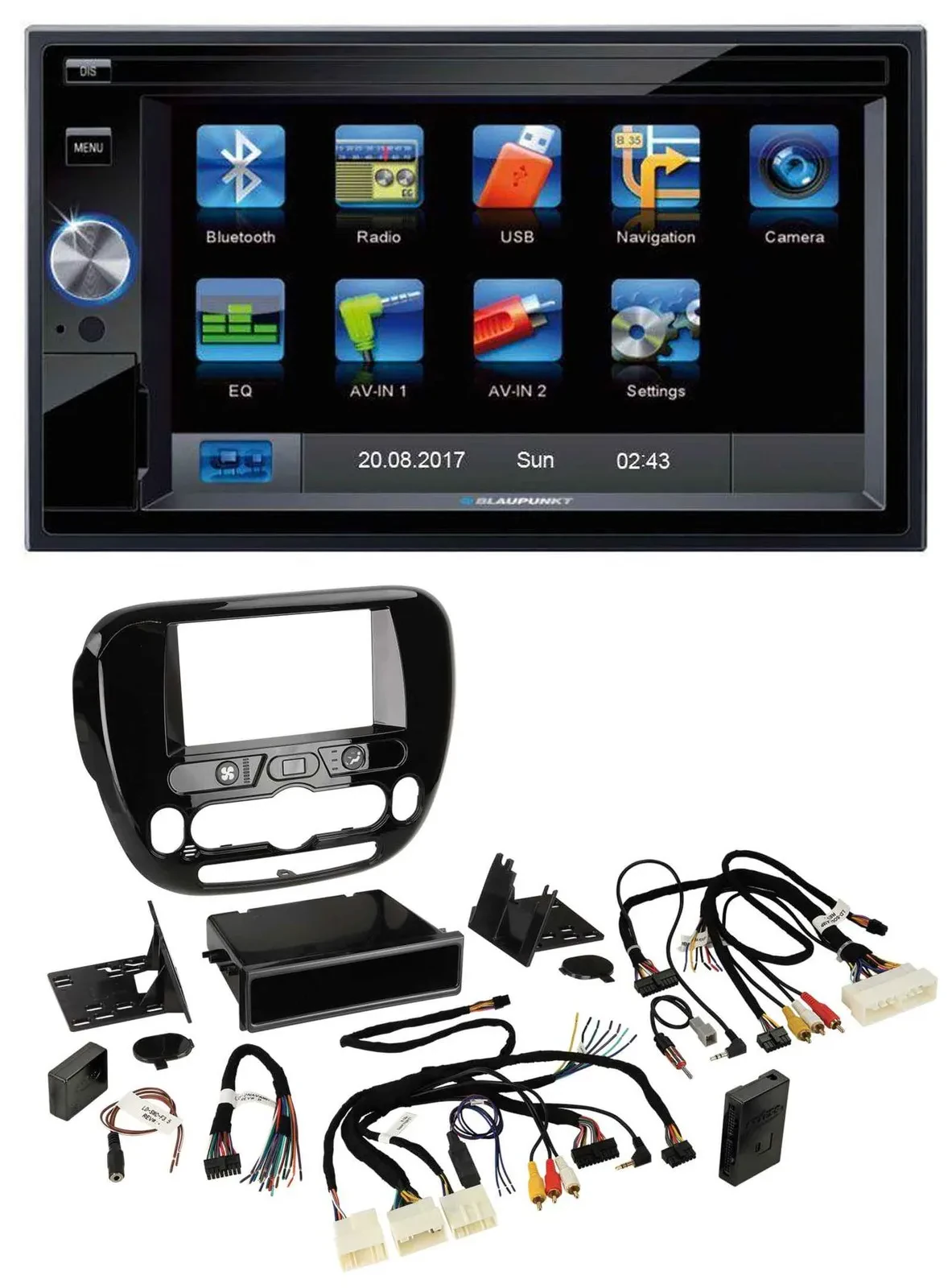 Blaupunkt 2DIN Bluetooth TMC USB Lenkrad SD Navigation für Kia Soul ab 2014 Klim