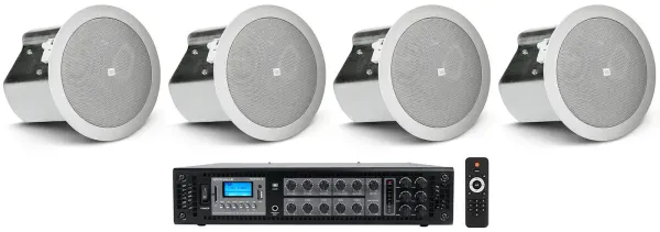 4) JBL CONTROL 14C/T 4" In-Ceiling Speakers+Receiver Amp For Restaurant/Bar/Cafe