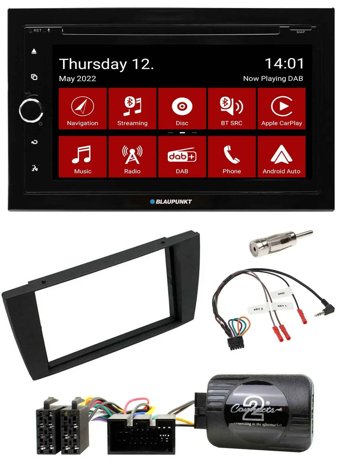 Blaupunkt 2DIN Lenkrad Bluetooth USB TMC DAB Navigation für Jaguar X-Type S 2003