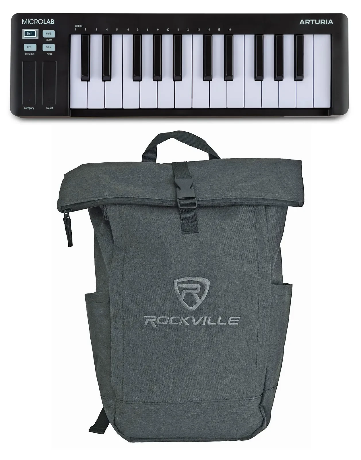 Arturia MICROLAB MK3 Black 25-Key MIDI USB Keyboard Controller+Backpack