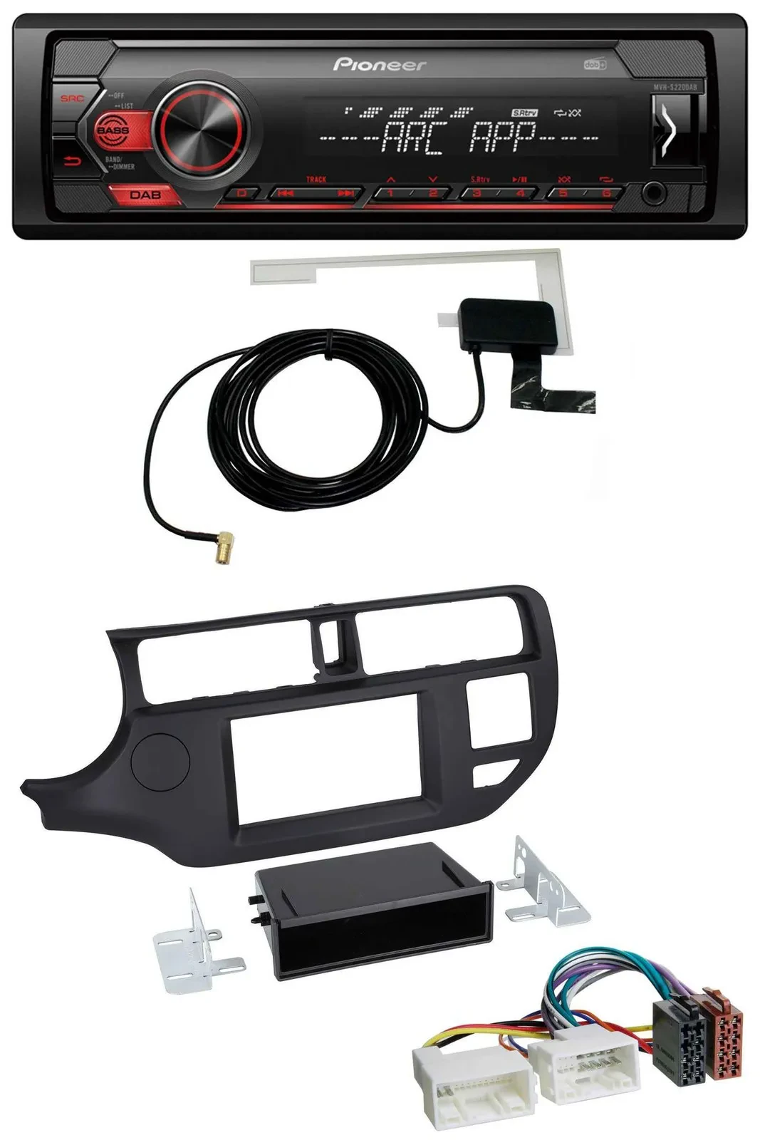 Pioneer 1DIN USB DAB MP3 AUX Autoradio für Kia Rio (UB 2011-2014) schwarz