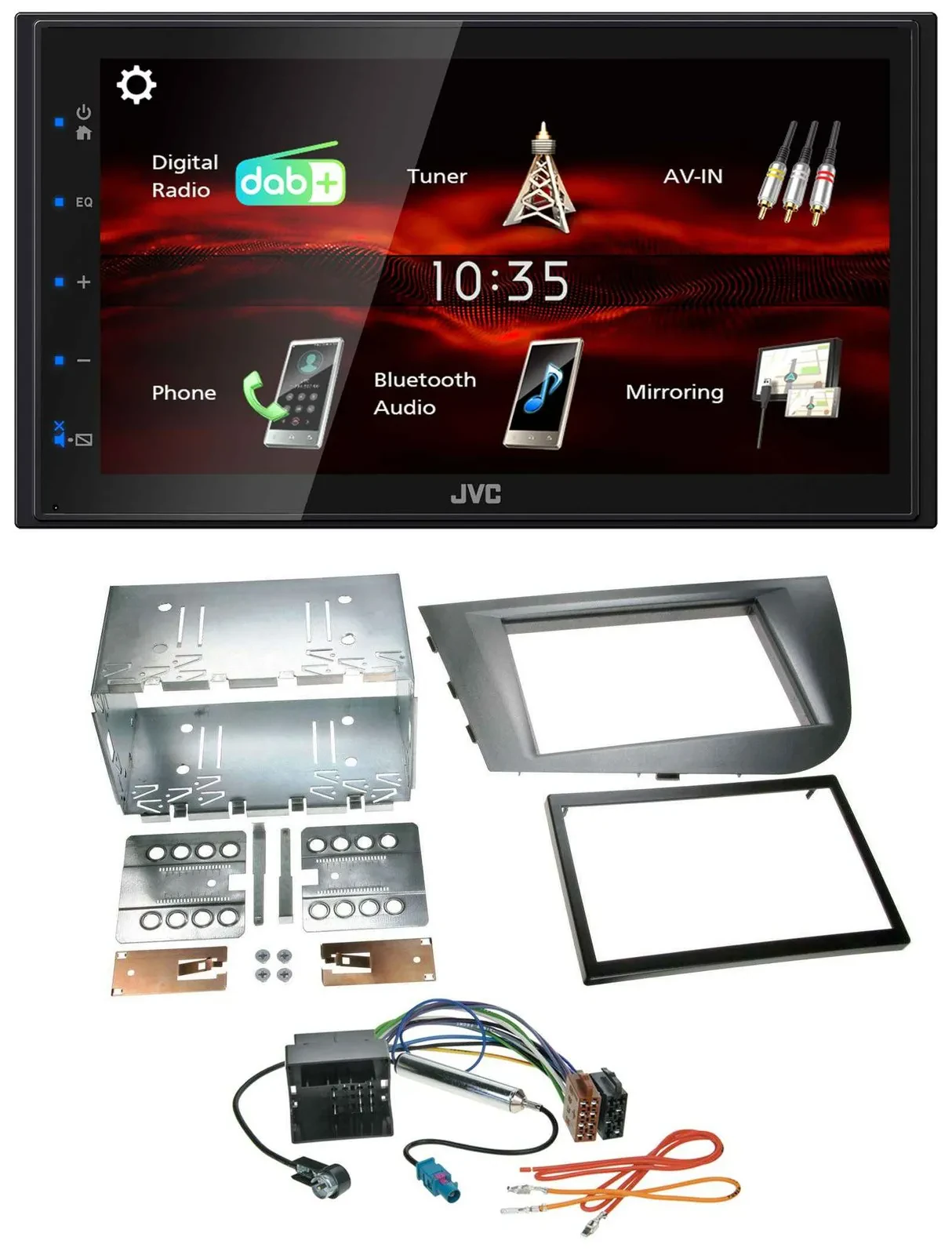 JVC USB Bluetooth MP3 DAB 2DIN Autoradio für Seat Leon 2005-2009 silber