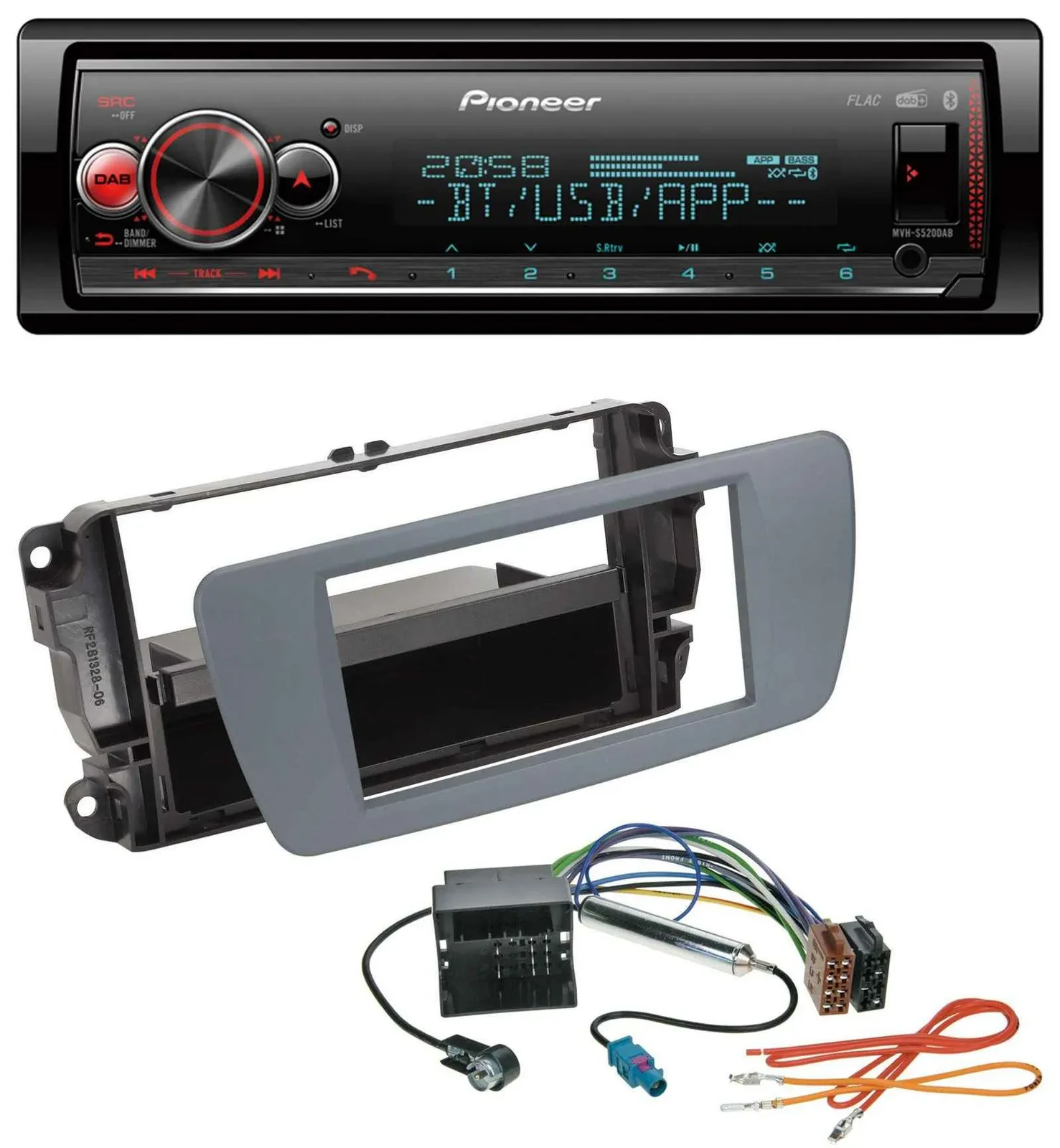 Pioneer Bluetooth USB MP3 DAB Autoradio für Seat Ibiza (ab 08) conemaragrau