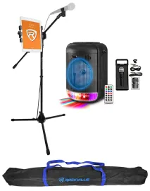 Technical Pro LIT8 Portable Bluetooth Karaoke Machine System + Mic/Tablet Stand