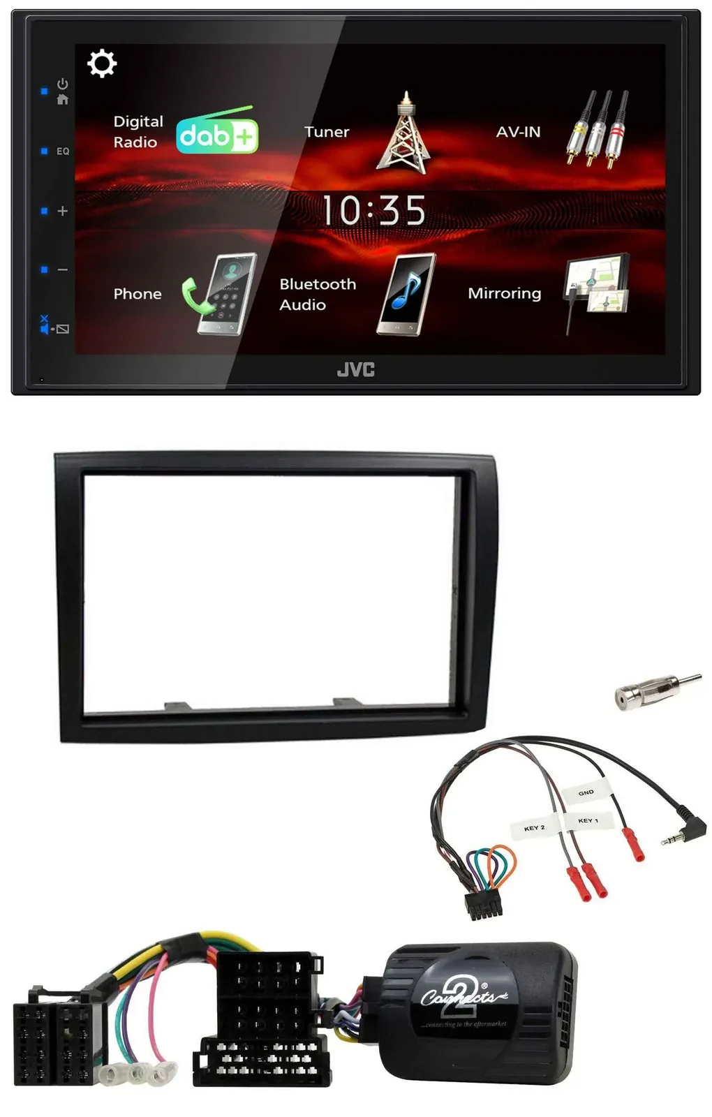 Автомагнитола JVC 2DIN, USB, Bluetooth, DAB, для Citroen Jumper/Peugeot Boxer