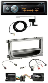 Pioneer Bluetooth DAB Lenkrad USB CD Autoradio für Ford Mondeo S-Max ab 2007 sil
