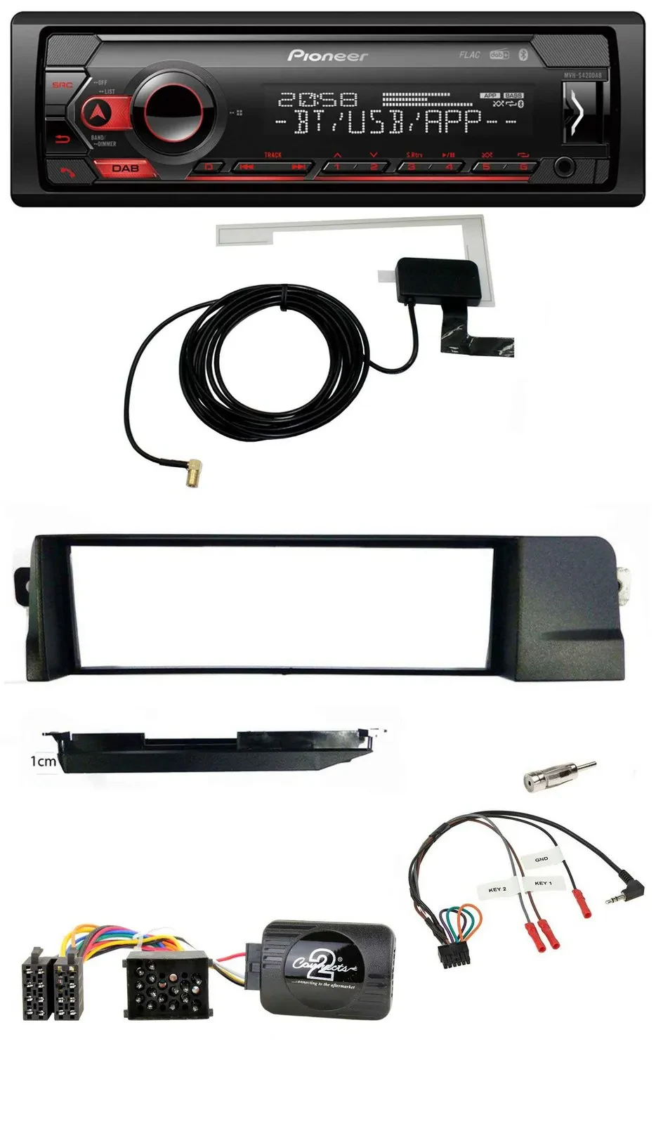 Pioneer DAB USB Lenkrad Bluetooth Autoradio für BMW 3er E46 98-07 Profi Rundpin