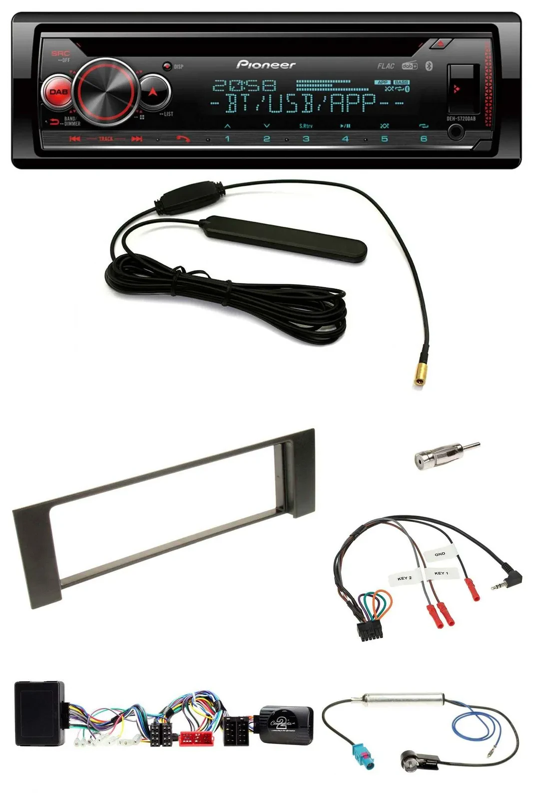 Автомагнитола Pioneer CD, USB, DAB, Bluetooth, поддержка кнопок на руле, для Audi A4 B6 (2000–2004), совместима с Bose