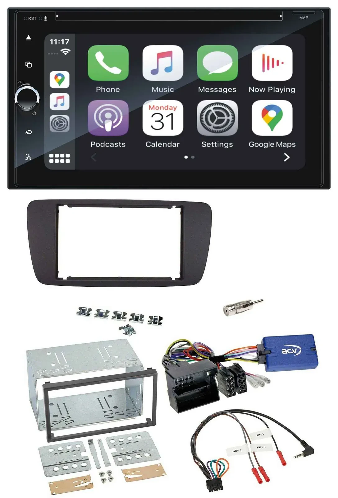 Blaupunkt DAB Lenkrad TMC Bluetooth USB 2DIN Navigation für Seat Ibiza ab 08 aza