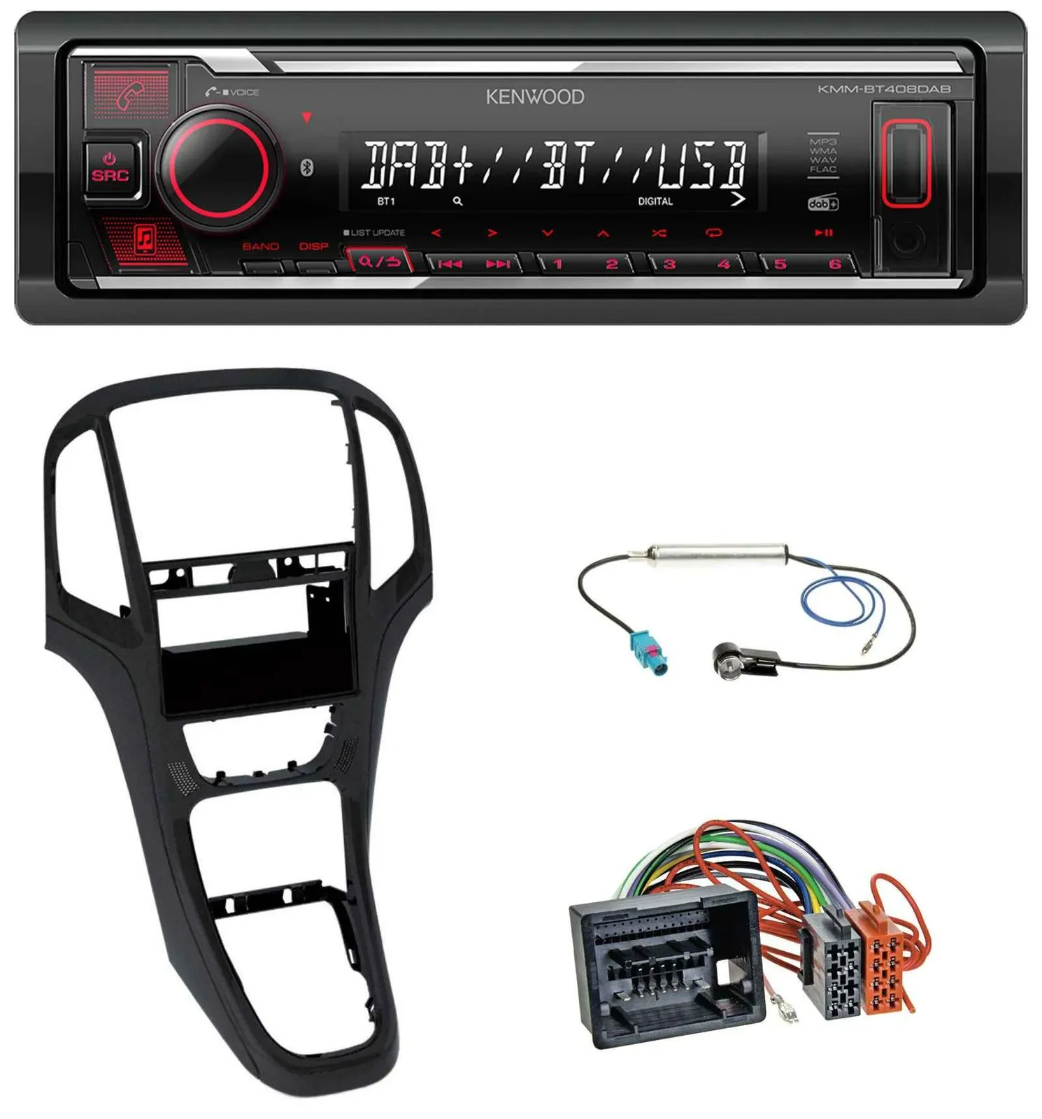 Автомагнитола для Opel Astra J Kenwood MP3 Bluetooth USB DAB перламутровый черный
