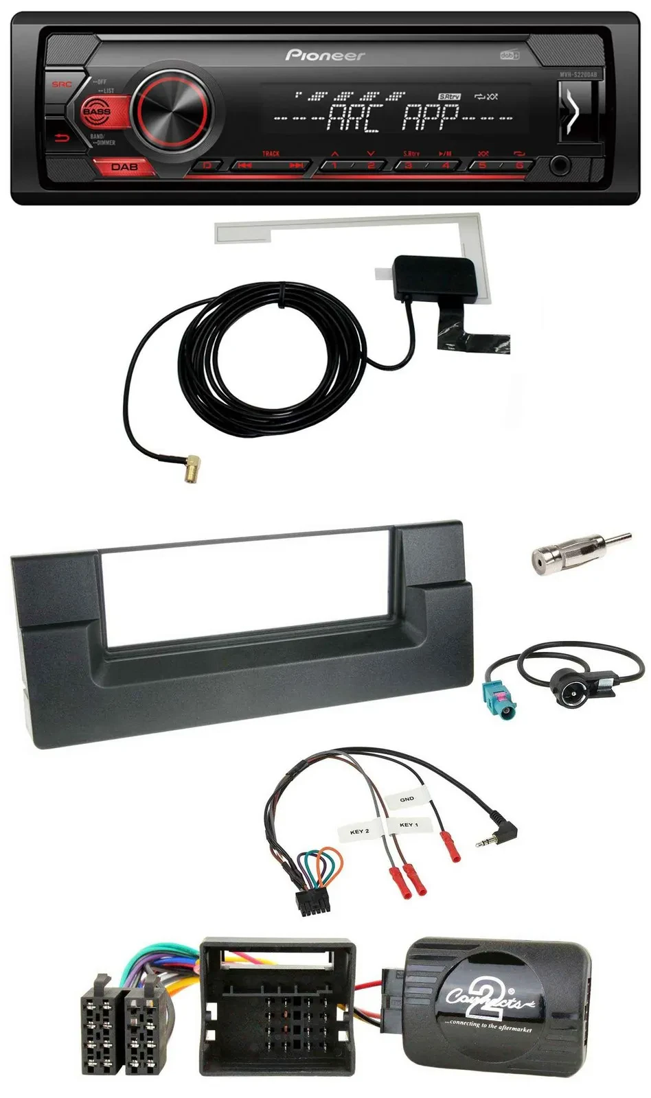 Автомагнитола Pioneer 1-DIN USB DAB MP3 для BMW 5 Series E39 2001-2004 с управлением на руле