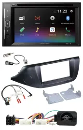 Pioneer Bluetooth Lenkrad USB 2DIN DAB DVD Autoradio für Kia Ceed ab 2012 schwar