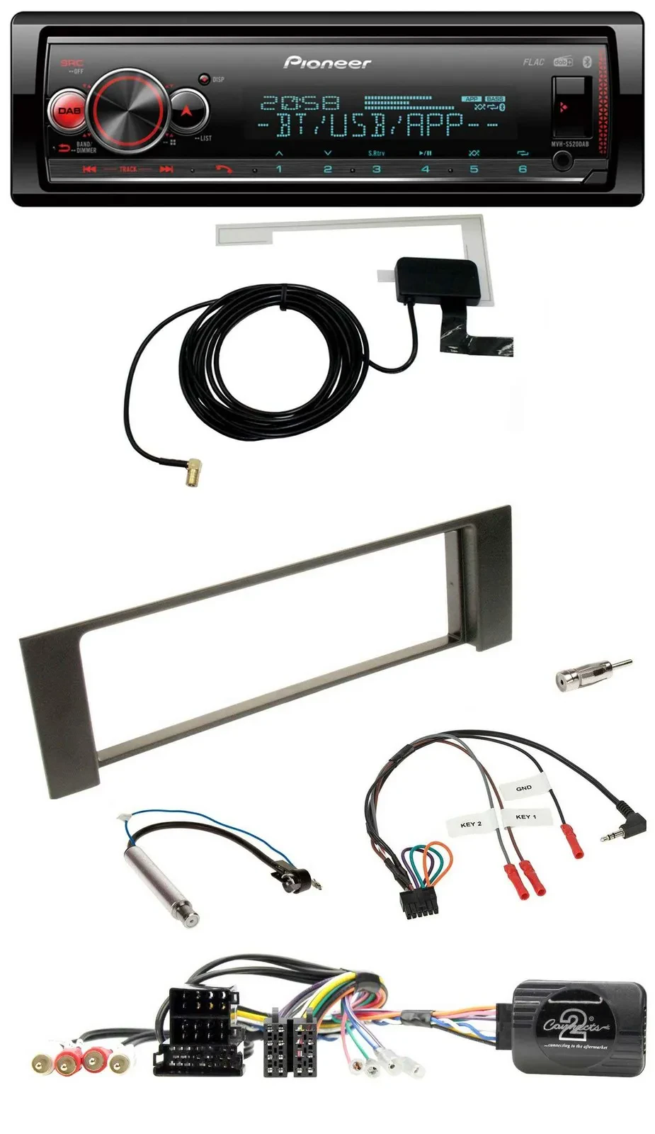 Pioneer Bluetooth DAB USB Lenkrad Autoradio für Audi A4 2000-2004 Can-Bus ISO