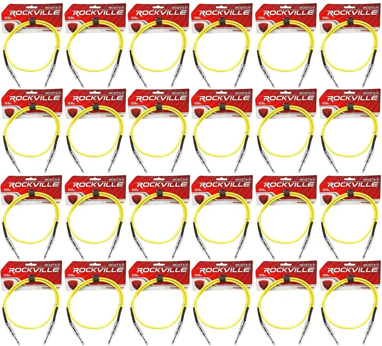 Инструментальный кабель Rockville RCGT3.0Y Yellow 0.9 м (24 штуки)