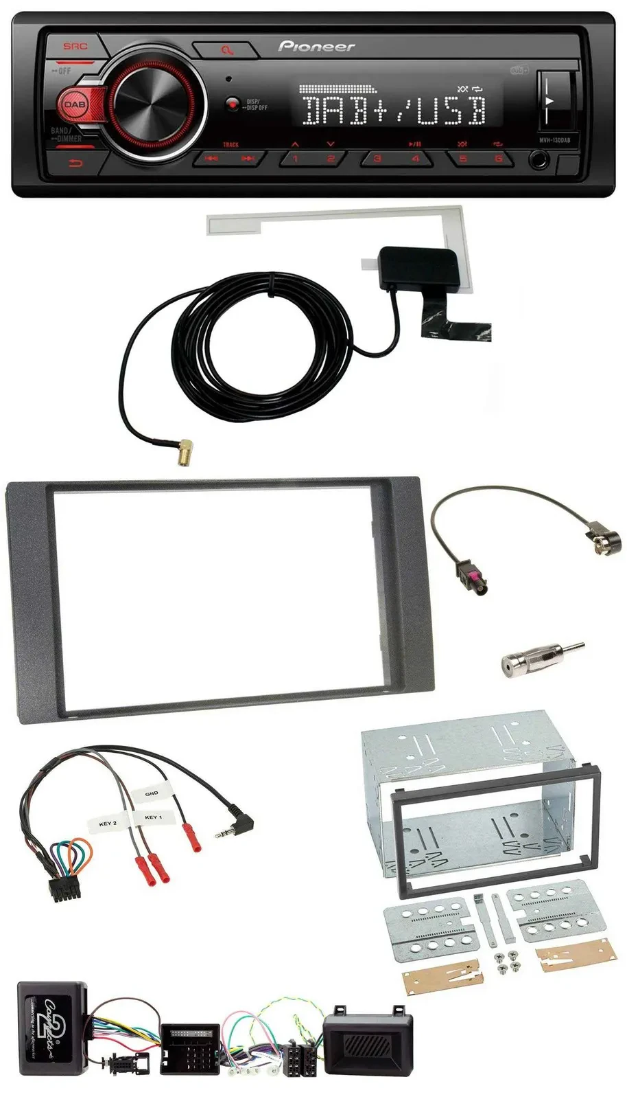 Автомагнитола Pioneer 1DIN MP3 DAB USB для Ford Kuga 2008–2012, поддержка управления на руле, антрацит