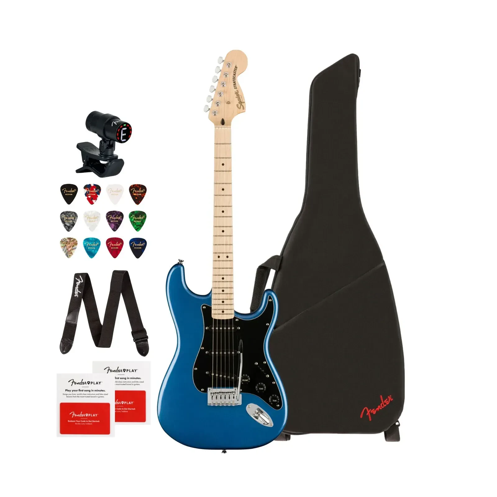 Fender Affinity Series Stratocaster Electric Guitar Blue with Gig Bag Bundle