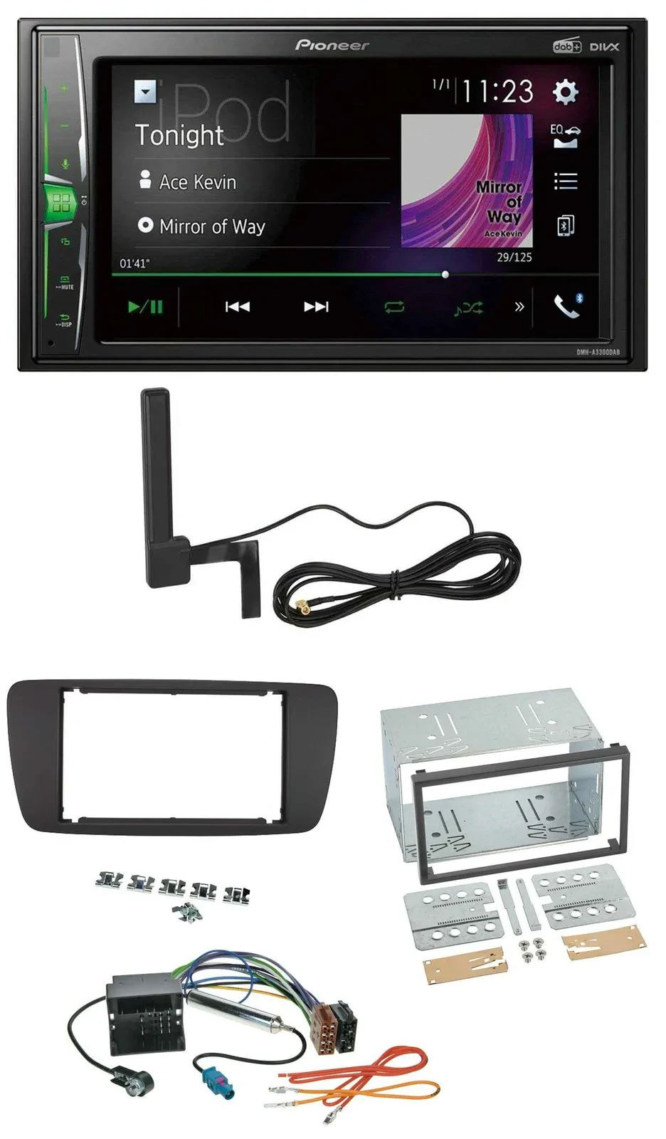 Автомагнитола для Seat Ibiza (с 2008 г.) Pioneer 2-DIN, DAB, Bluetooth, MP3, AUX, чёрный