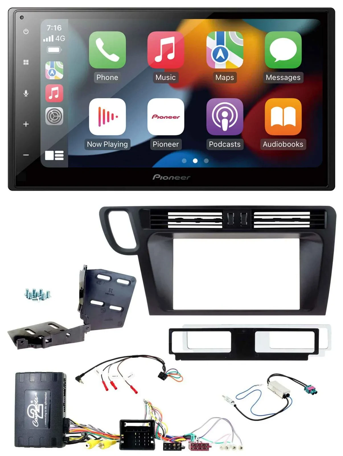 Pioneer DAB Bluetooth 2DIN USB Lenkrad Autoradio für Audi Q5 Infoadapter Aktiv o