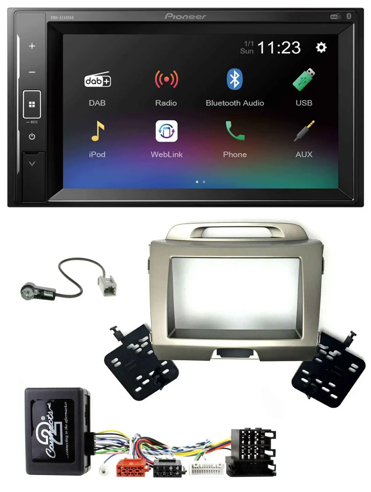Pioneer DAB Lenkrad 2DIN Bluetooth USB Autoradio für Kia Sportage 3 Navi 10-15 s