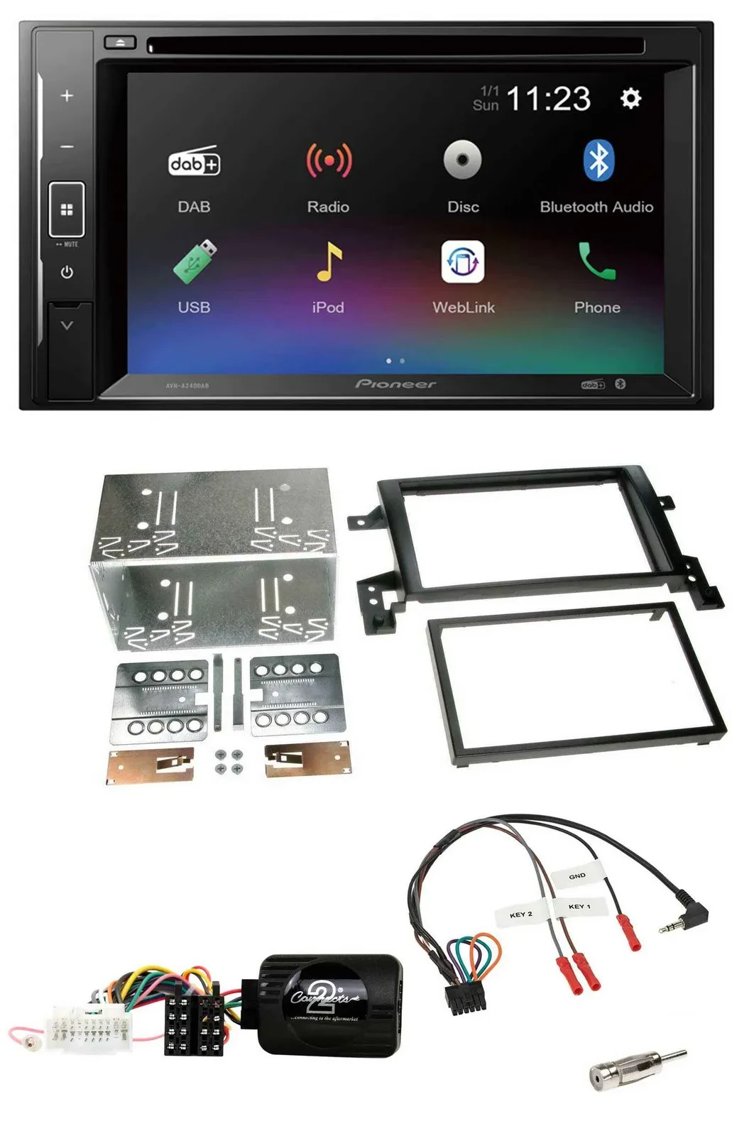 Pioneer Bluetooth Lenkrad USB 2DIN DAB DVD Autoradio für Suzuki Grand Vitara 200