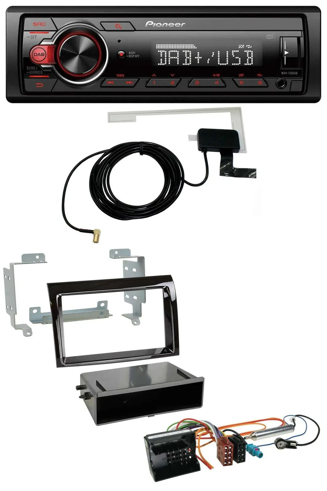 Автомагнитола для Citroen Jumper 2006–2011 Pioneer 1-DIN, MP3, DAB, USB, AUX, разъём Quadlock, цвет чёрный глянец