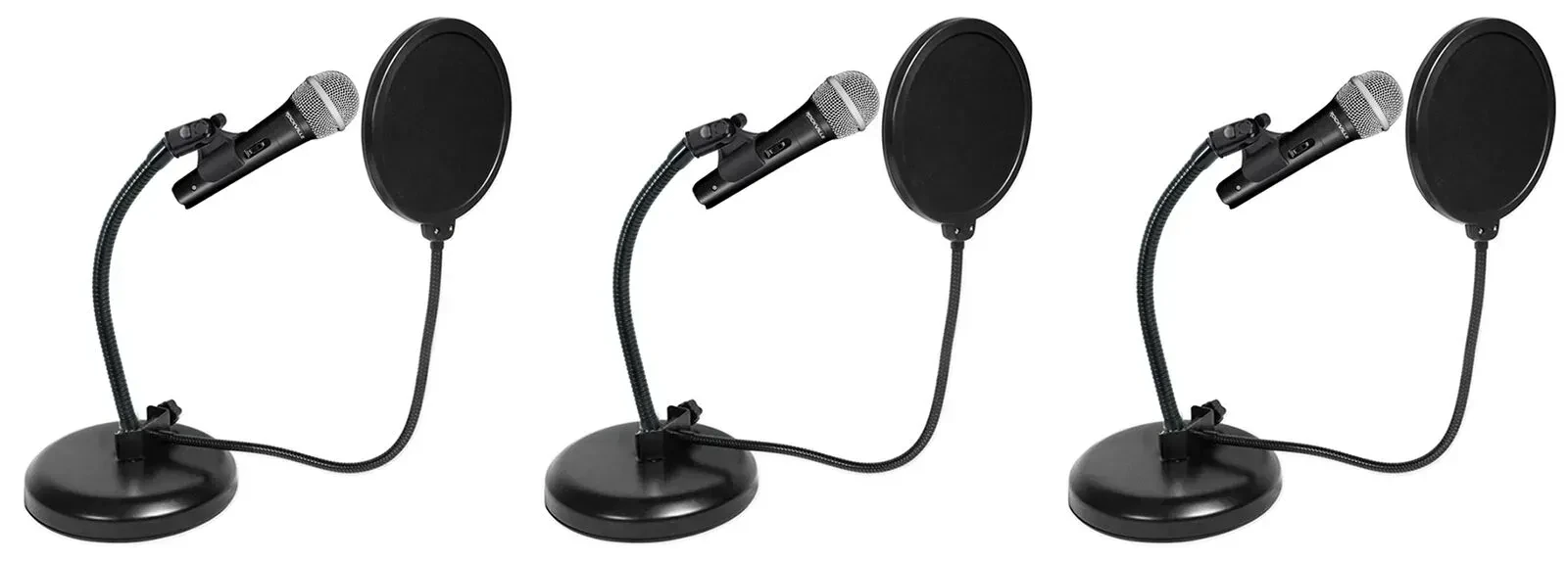 Вокальный микрофон Rockville RDMS6 Black со стойкой (3 штуки)