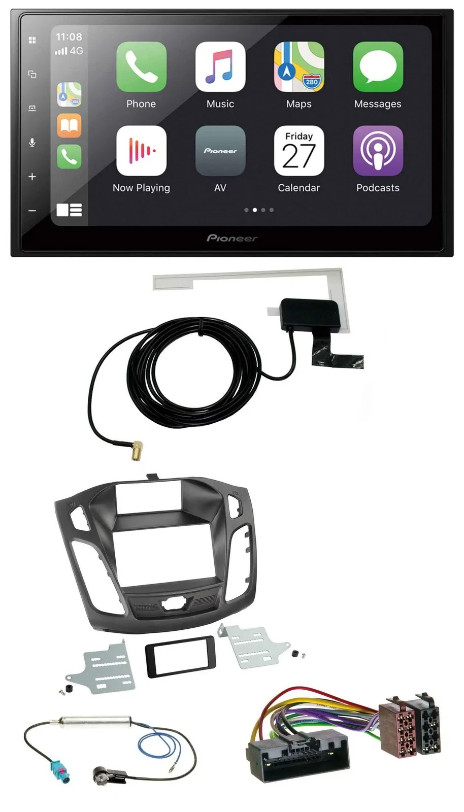 Автомагнитола для Ford Focus (2011–2014) Pioneer 2DIN, Bluetooth, DAB, USB, MP3