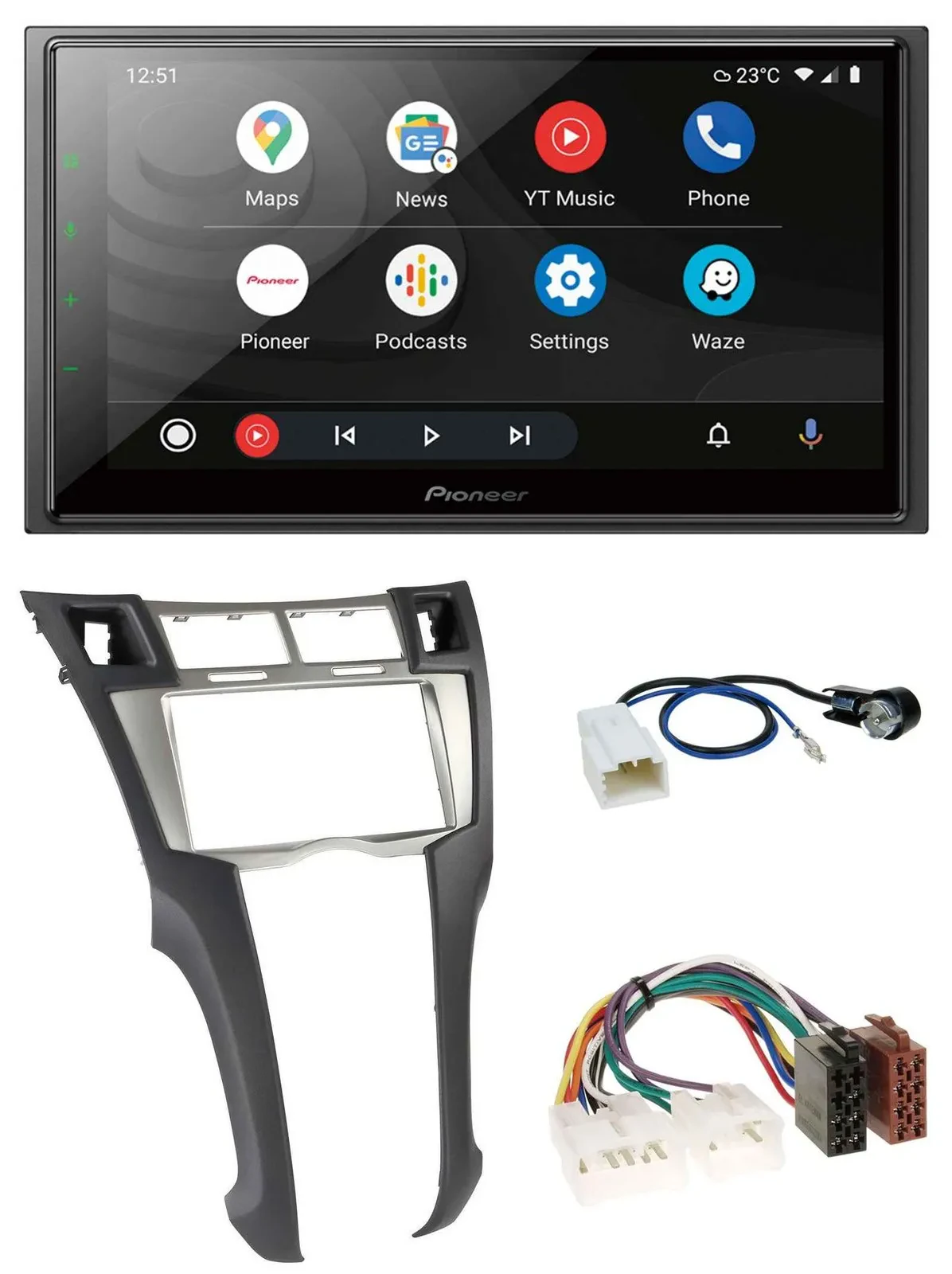 Автомагнитола Pioneer 2DIN, USB, DAB, MP3, Bluetooth для Toyota Yaris (2007–2011)
