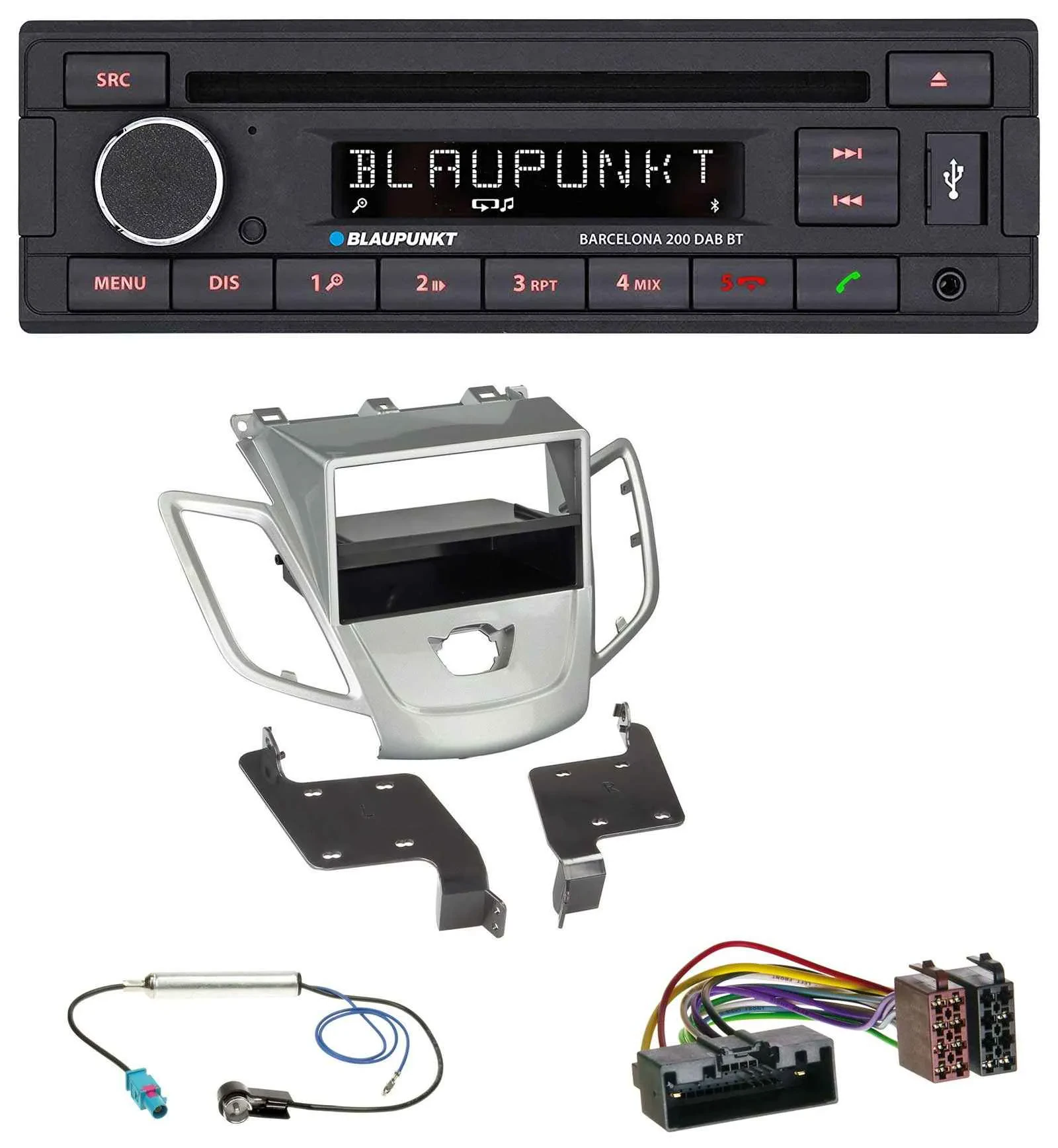Автомагнитола для Ford Fiesta (JA8, 2010–2017) Blaupunkt USB DAB CD Bluetooth MP3, без дисплея