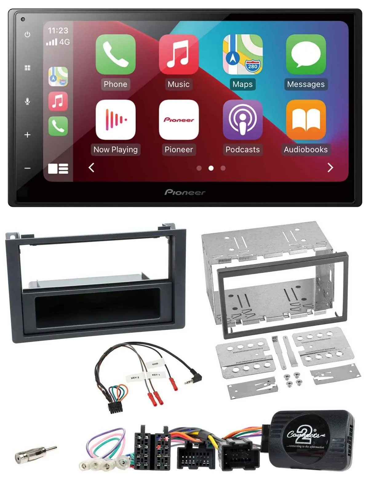 Pioneer USB Lenkrad DAB 2DIN Bluetooth Autoradio für Saab 9-3 2008-2012
