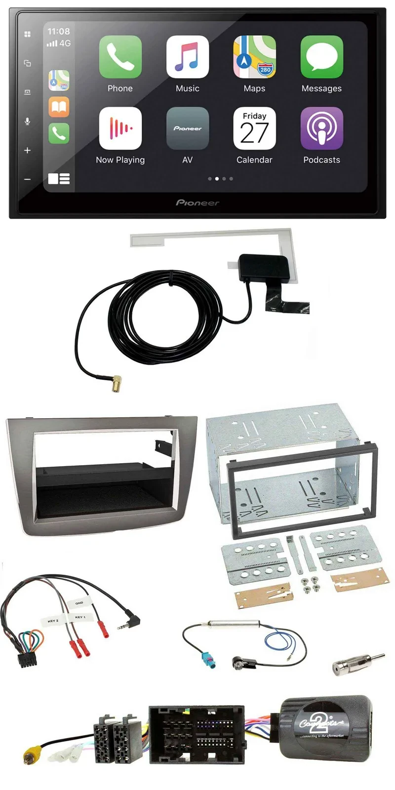 Автомагнитола Pioneer 2DIN Bluetooth DAB USB для Alfa Romeo Mito 2014–2018