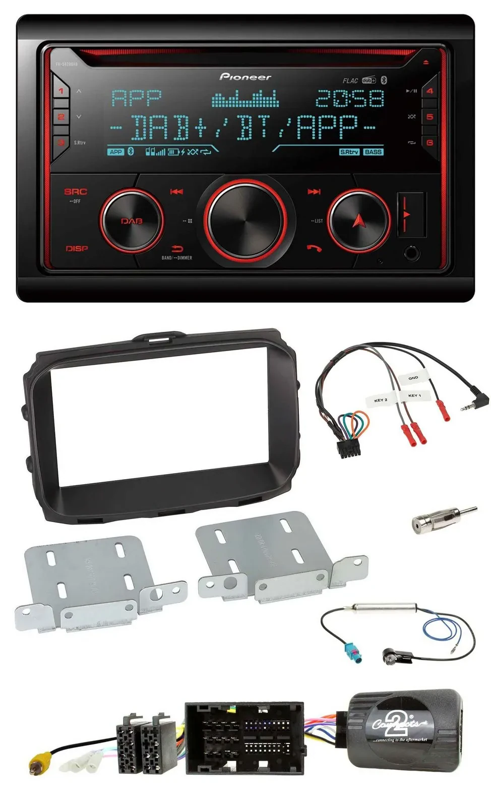 Автомагнитола 2-DIN Pioneer CD, DAB, Bluetooth, USB для Alfa Romeo Giulietta (2013–2021)