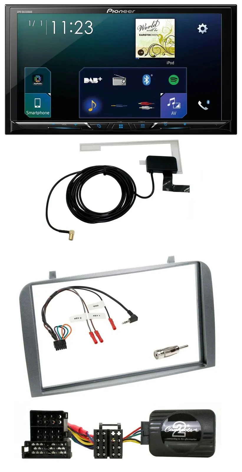 Автомагнитола для Alfa Romeo GT/147 (2000–2008) Pioneer 2-DIN, DAB, USB, Bluetooth, поддержка кнопок на руле