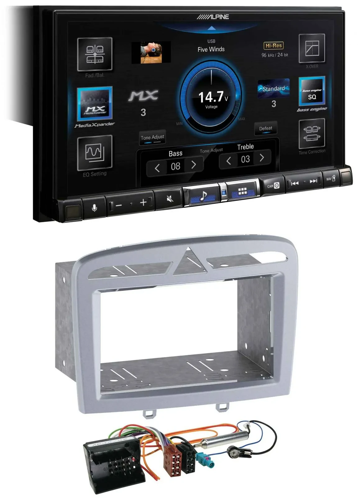 Alpine DAB 2DIN USB Bluetooth MP3 Autoradio für Peugeot 308 09-13 warmsilber