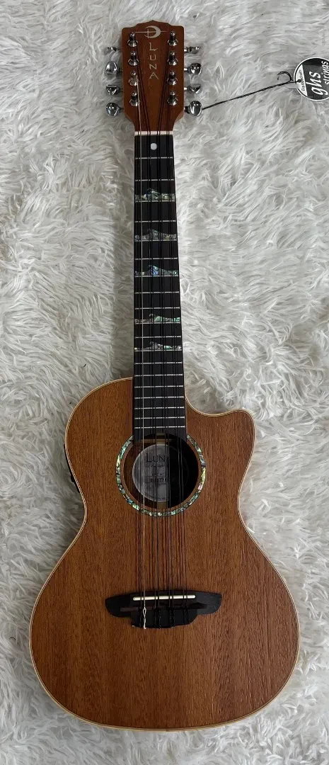 Luna Uke HTT 8 High Tide Tenor 8 String Mahogany Acoustic Electric Ukulele w/Bag