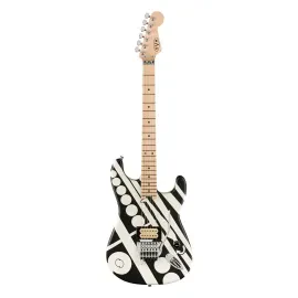 EVH Striped Series Circles 6-String Electric Guitar White and Black