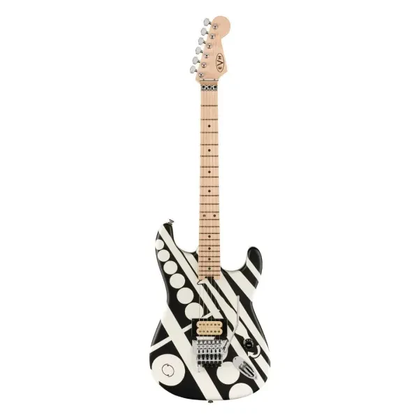 EVH Striped Series Circles 6-String Electric Guitar White and Black