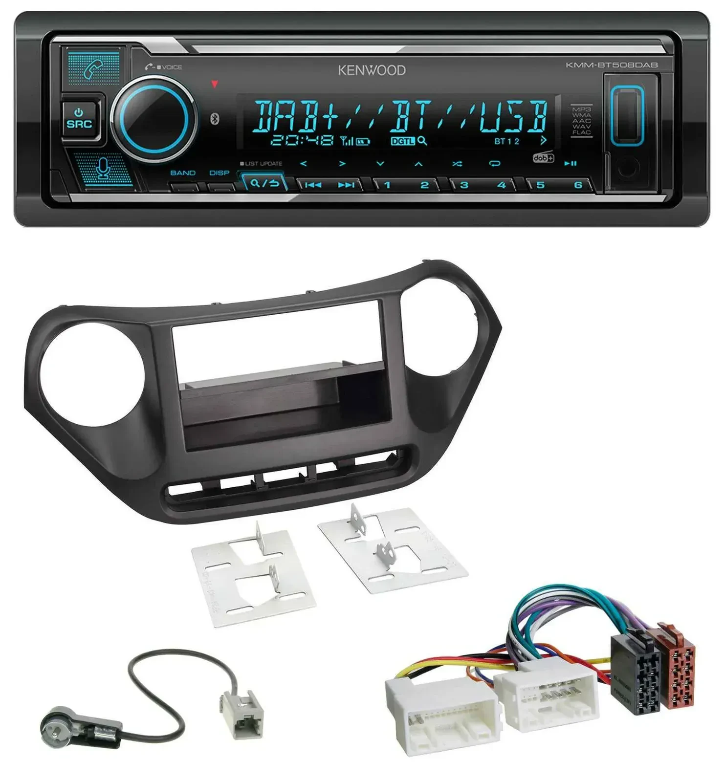 Автомагнитола Kenwood Bluetooth MP3 DAB USB для Hyundai i10 (с 2013)