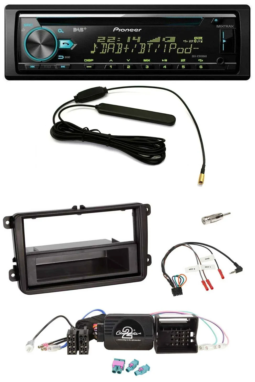 Автомагнитола Pioneer CD/MP3, DAB, USB, поддержка управления на руле, для VW Passat/Polo/Scirocco/Sharan/Tiguan