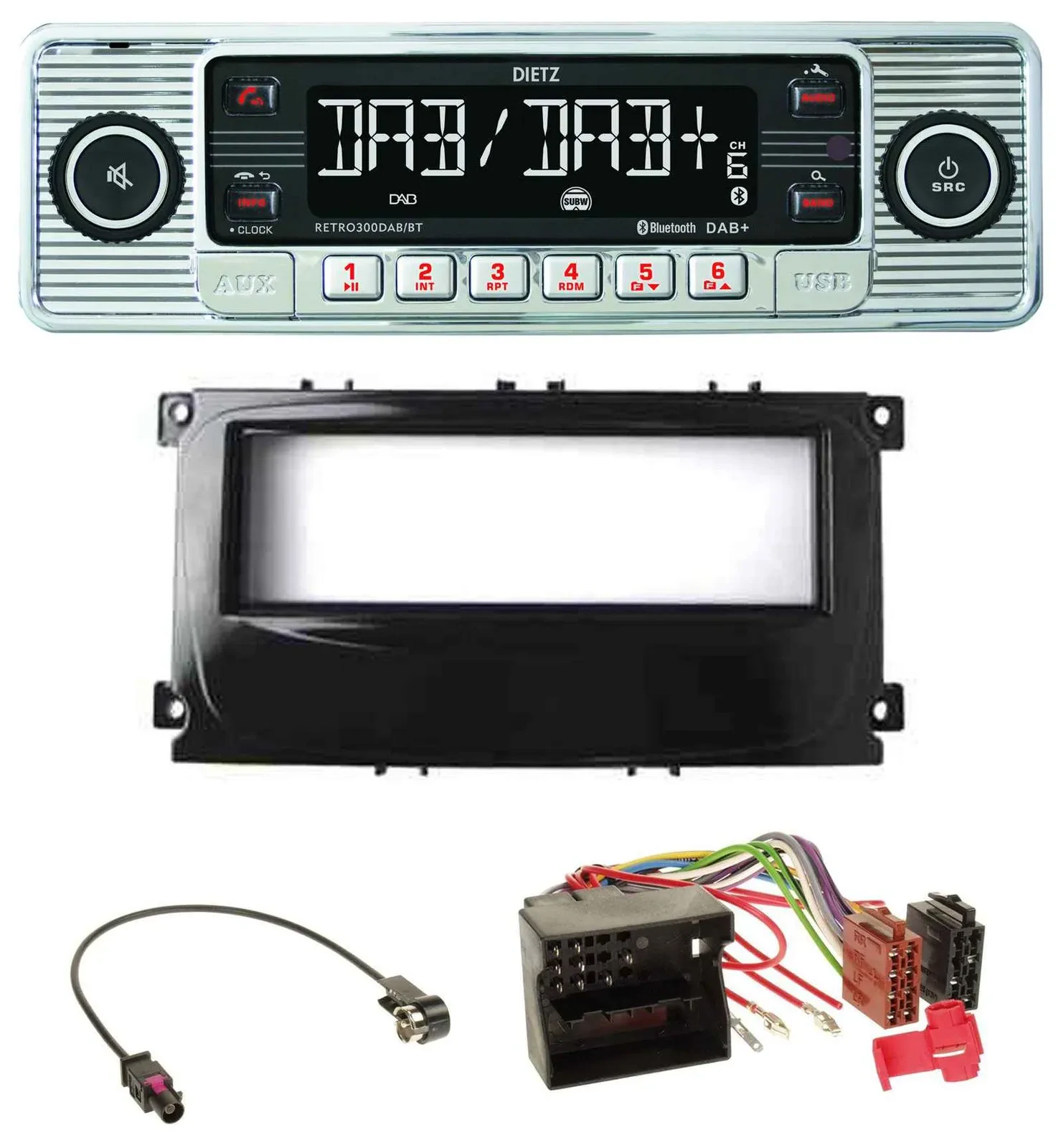 Dietz Bluetooth MP3 DAB USB Autoradio für Ford Mondeo S-Max 07-14 glänzend schwa