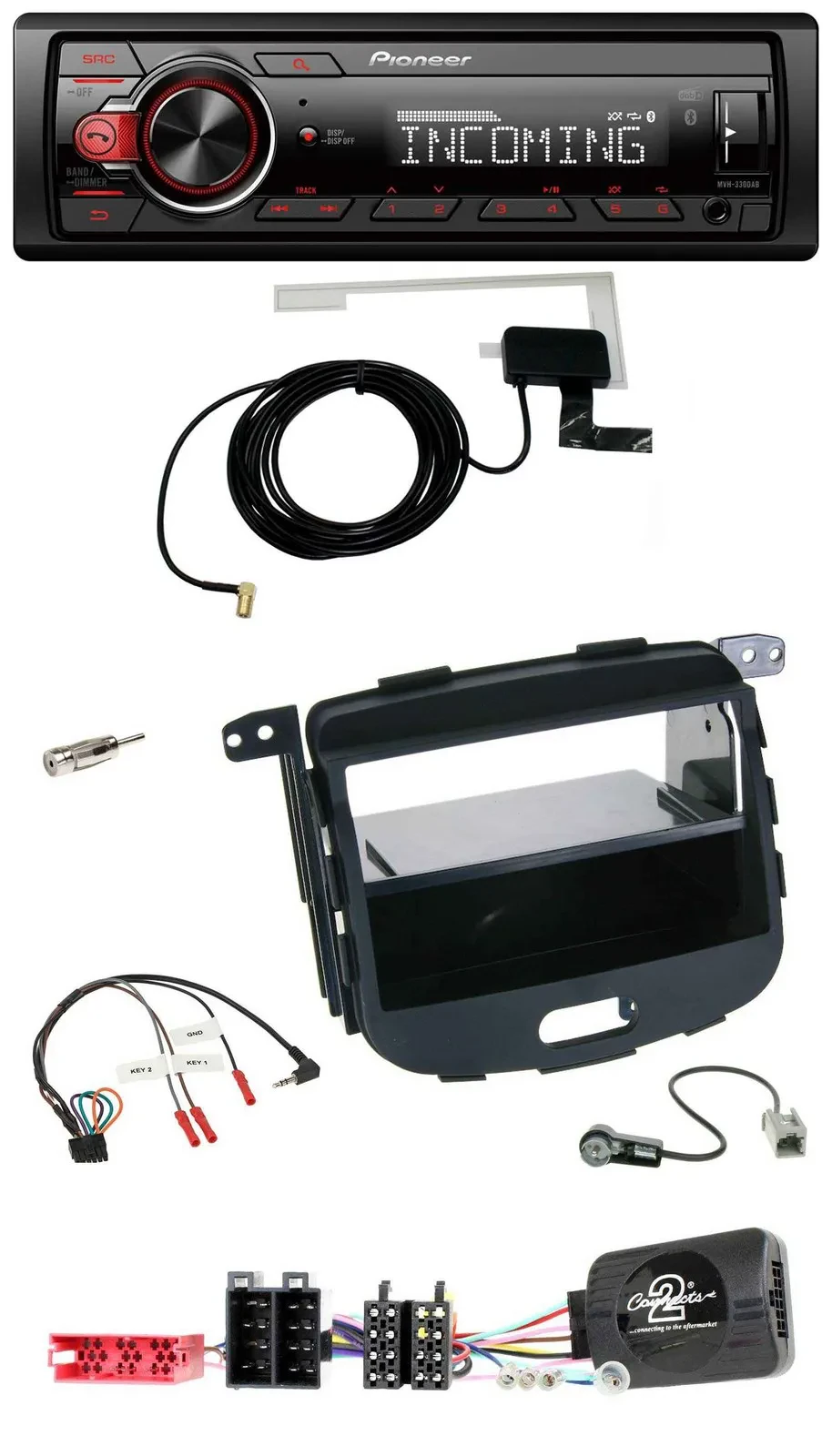 Pioneer USB Lenkrad DAB Bluetooth Autoradio für Hyundai i10 09-13 schwarz Rubber